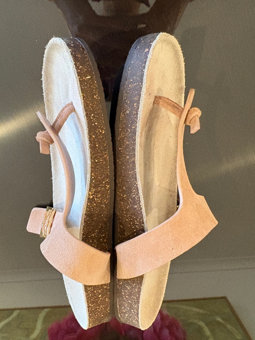Tory Burch Mellow T-Strap Sandal Size 9.5 Suede Malva / Avola Pink Color - Picture 5 of 14
